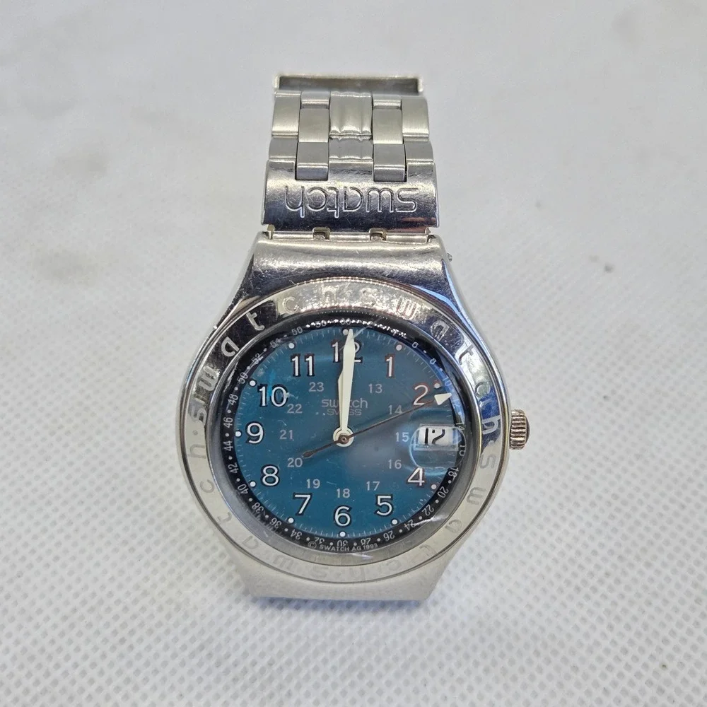 Swatch Irony AG 1993 Happy Joe Blue Dial Stainless Steel Swiss Wristwatch Servic